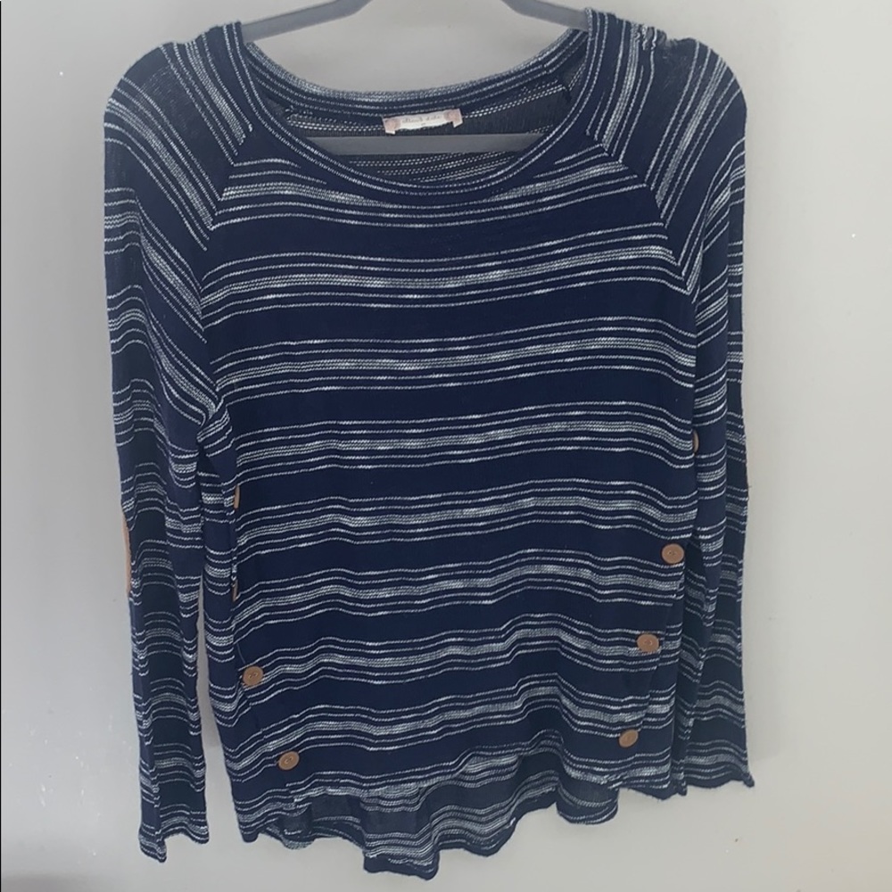 Striped Sweater with Elbow pads